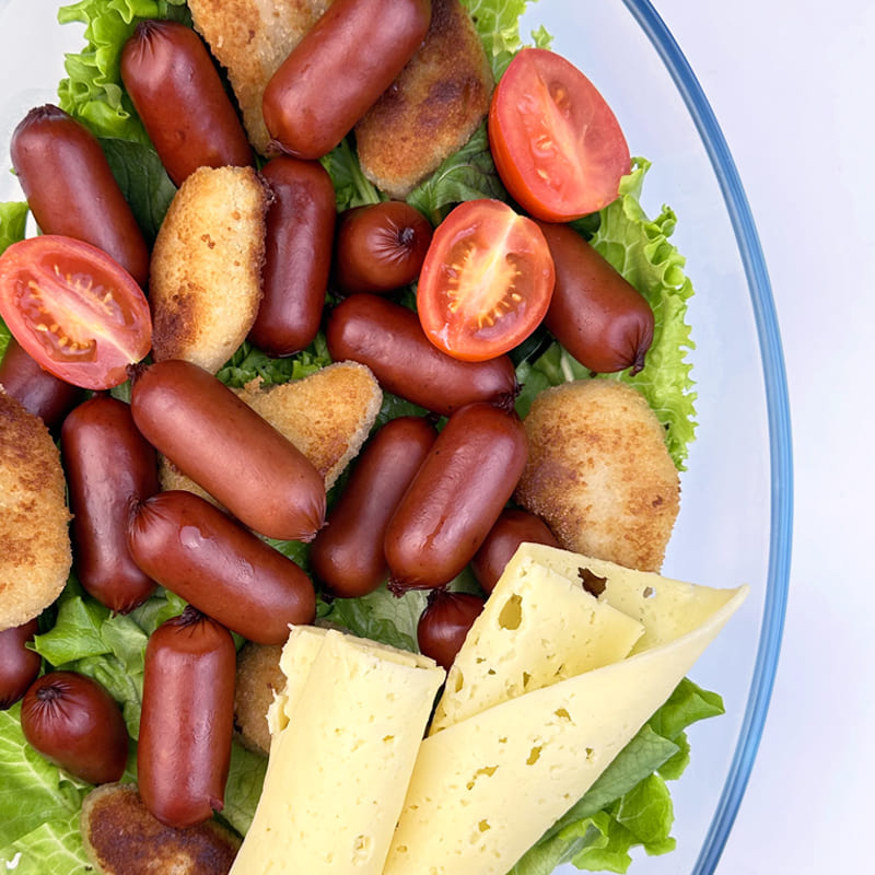 Колбаски Мусульманские с сыром Первомайские Деликатесы, полукопченые, газ, 0,33кг,шт